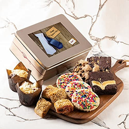 Dulcet Gift Baskets Classic Father’s Day Fresh Baked Cookie & Brownie Gift Tin- Perfect Father’s Day Celebration Card for Men, Him, Grandpa, Dad, Boyfriend, Son, Brother or Co-worker. - style: Father's Day