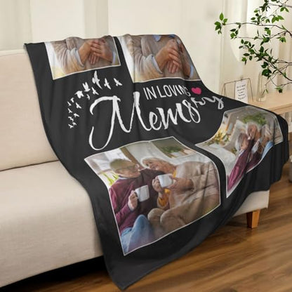 Custom Memorial Blanket with Picture, Customized Picture Blanket Throws for Loss of Mother Father Grandma Grandpa - color: Memorial Blanket 2