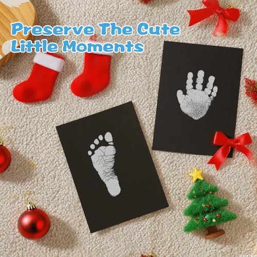 Baby Handprint Ink Pads,Inkless Print Kit,Pet Paw,Baby,Festival Gift | XL Size,2 Pcs Baby Handprint Ink Pads with Clean-Touch & 6 Imprint Cards Safe for Baby, Family Keepsake, Pet Paw Kit,Silver - color: Silver