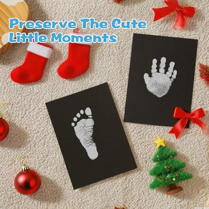 Baby Handprint Ink Pads,Inkless Print Kit,Pet Paw,Baby,Festival Gift | XL Size,2 Pcs Baby Handprint Ink Pads with Clean-Touch & 6 Imprint Cards Safe for Baby, Family Keepsake, Pet Paw Kit,Silver - color: Silver