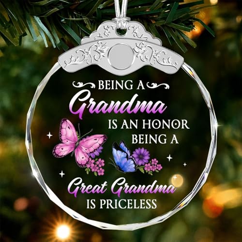 Christmas Glass Ornament - Great Grandmother Gift - Being a Grandma is an Honor Being a Great Grandma is Priceless - Grandmother Gifts from Grandson Granddaughter - Sentimental Keepsake - color: Great Grandma