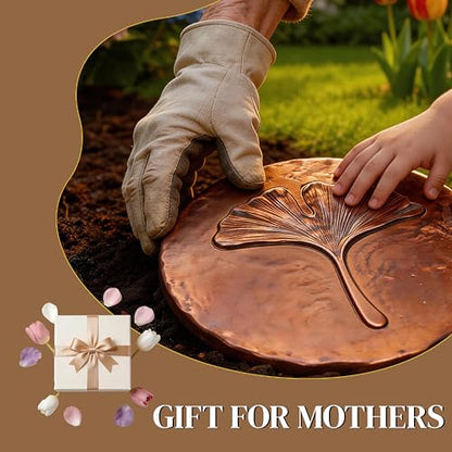 Stepping Stones Outdoor Pathway – 10.8" Antique Bronze Ginkgo Garden Stone Outdoor Decorative – Grandma Mothers Day Gifts, Garden Memorial Stone for Loved Ones Outside, Backyard Walkway Pavers