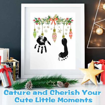 Baby Handprint and Footprint XL Size Kit,2 Pcs Baby Handprint Ink Pads with Clean-Touch & 6 Imprint Cards Safe for Baby, Baby Keepsake, Pet Paw Print - color: Black