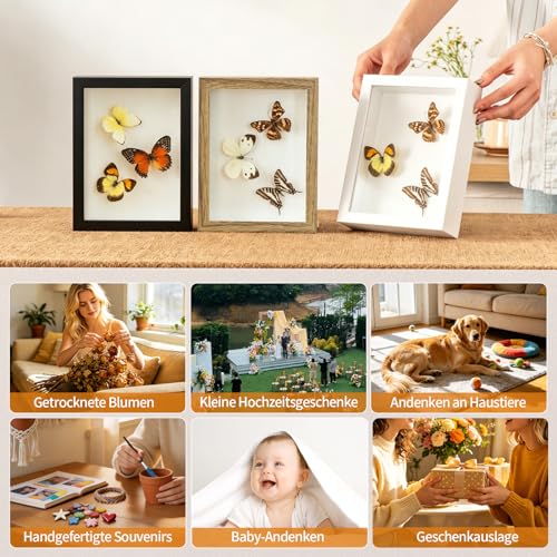 5x7 Small Shadow Box Frame with Ultra-Clear Glass & Soft Linen Back - color: Black+high Definition Panel + Shatter-proof Packaging, size: 5x7