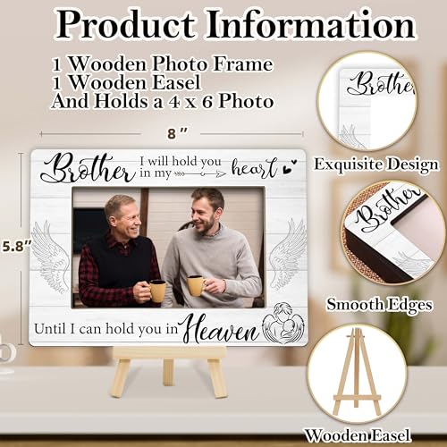 Memorial Gifts Loss of Brother, Sympathy Picture Frame, Remembrance Gifts Wooden Photo Frame with Easel, 4x6 Bereavement Picture Frame for Tabletop Display - G04 - style: Loss of Brother