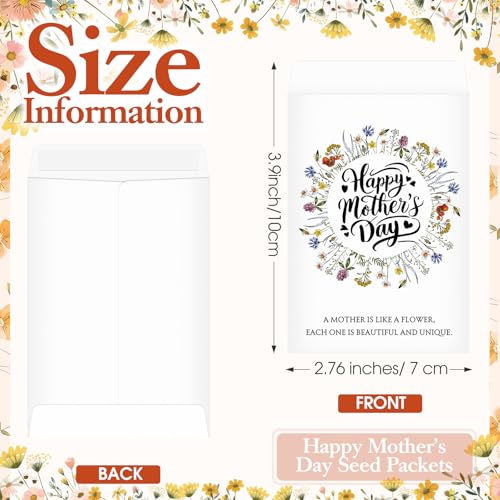 AmazingSpark 50 Pcs Mother's Day Seed Packets Self-Adhesive Flower Seed Envelopes Party Favors & Church Gifts for Mom DIY Empty Floral Mini Organizers, No Seeds (Wildflower) - style: Wildflower