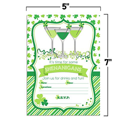 Amanda Creation St. Patrick's Day Shenanigans Party Fill in Invitations set of 20 with envelopes - style: Shenanigans