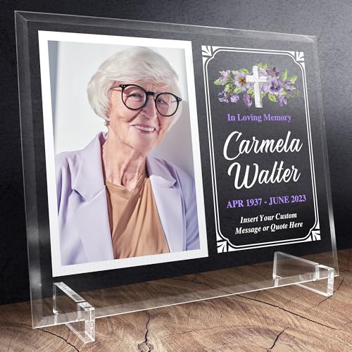 Basic Fundamentals 11.75"x9.75" Custom Glass Picture Frame for 5x7 Photo, Personalized Memorial Picture Frame, In Loving Memory Picture Frame and Celebration of Life Decorations (Design 2)
