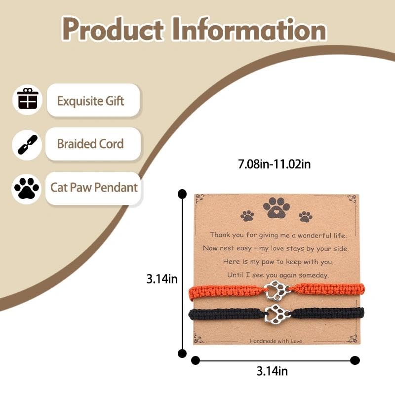Pet Memorial Gifts for Loss of Dog Cat Paw Print Bracelets for Women Men Pet Sympathy Gift Remembrance Bereavement Gifts Idea - color: Red & Black