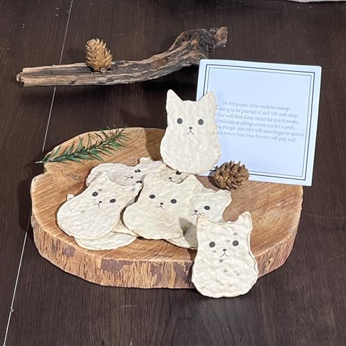 10pcs Cat Memorial Gifts for Loss of Cat Plantable Paper Forget-me-not Seed | Eco-Friendly Sympathy Cards for Cat Lovers, Pet Loss Gifts with Cat Theme, Cat Birthday Gift for Gardening Enthusiasts