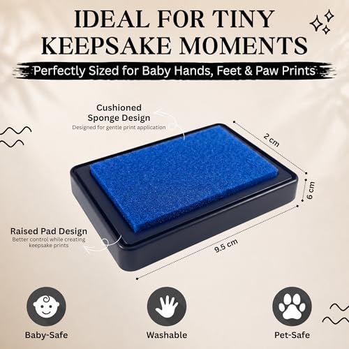 ReignDrop Baby Ink Pad for Hand and Footprints, Non-Toxic Acid-Free Keepsake Kit, Smudge-Proof Archival Ink Wipes Off Skin, for Scrapbook, Photo Album, Frames & Pet Paws, Baby Gift (Dark Blue) - color: Dark Blue