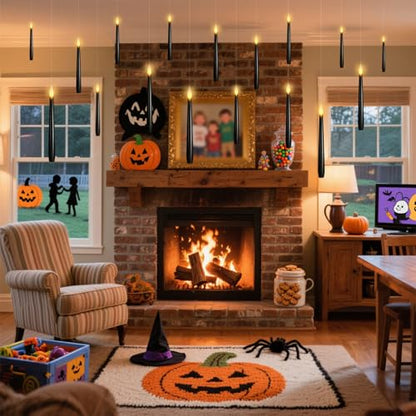 Lezonic Black Floating Candles with Wand Remote, Set of 12 Magic Flameless Candles Battery Operated, Flikering Hanging LED Taper Candlesticks Christmas Decorations, 0.51" x 6.7" - color: 12pcs(Black)