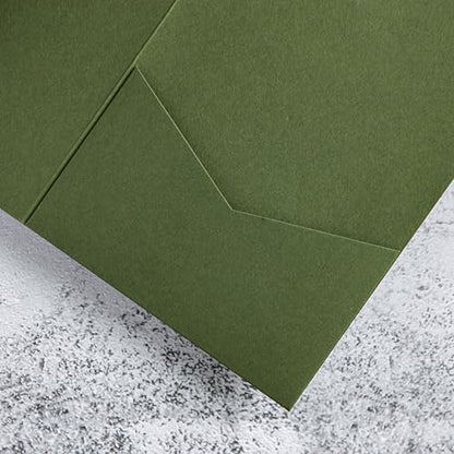 20Pcs 5.12x7.09 inch Tri-fold Wedding Invitation Cards for Quinceanera Bridal Shower Baby Shower Party Invite (Olive Green) - color: Olive Green