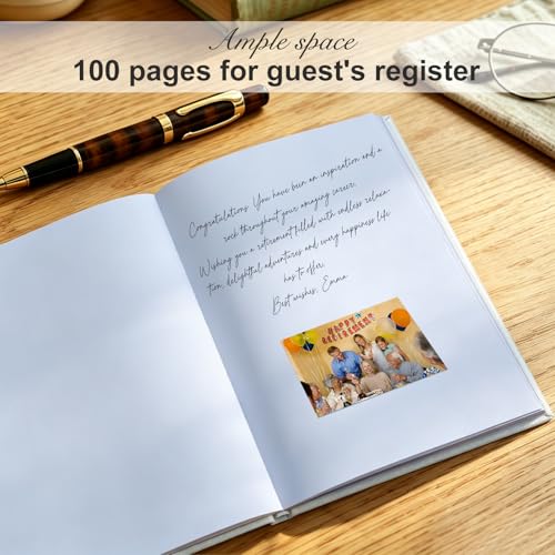 Lankaiva Happy Retirement Guest Book – Keepsake Photo Album & Memory Book for Retirement Party, Farewell Signing Gift for Colleagues, Friends, Women and Men, White - color: White