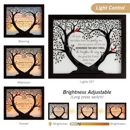 Sympathy Gift LED Memorial Shadow Box Memorial Gifts for Loss of Loved One Mother Mom Dad Father, in Memory of Loved One Gifts - size: Family Tree