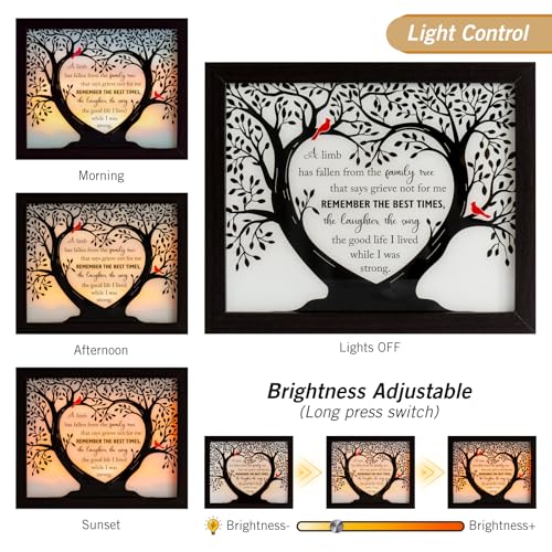 Sympathy Gift LED Memorial Shadow Box Memorial Gifts for Loss of Loved One Mother Mom Dad Father, in Memory of Loved One Gifts - size: Family Tree
