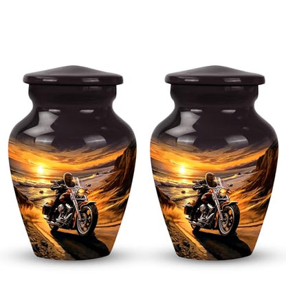 Motorcycle Urns for Human Ashes Adult Man - 3 Inch Small Urn for Ashes - size: CLS-3 Inch, Set Of 2