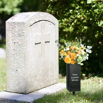 Cemetery Vases for Grave, Metal Vase Grave Decorations, Memorial Flower Holder with Spikes for Cemetery Graveside Headstone Decor, 1pc