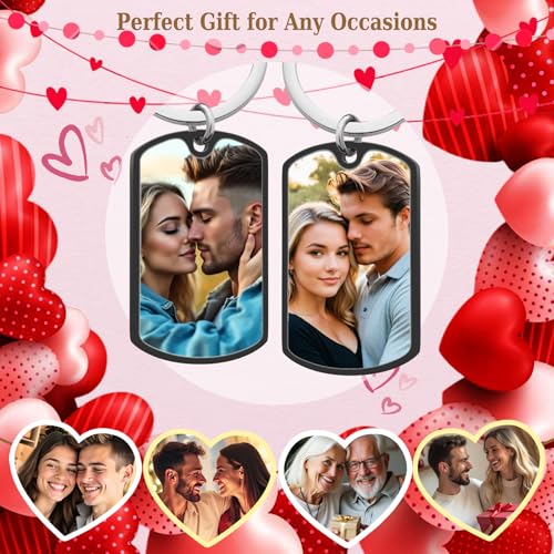 Custom Keychain with Picture Personalized Photo Keychain Gift for Father's Day Valentines Day Men Boyfriend - color: 3 Metal Color + Uv Color Option
