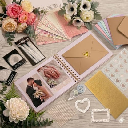 Letters to the Bride Scrapbook Kit, Bridal Shower Guest Book Alternative - color: pink
