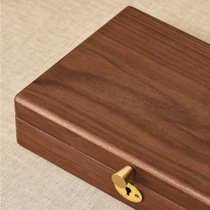 Black Walnut Wooden Lockable Jewelry Box, Necklace Organizer Case for Women - color: 1 Layer Lockable