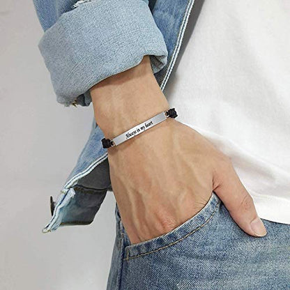 Urn Bracelet for Ashes Cremation Jewelry Braided Rope Adjustable Bangle Stainless Steel Memorial Bracelets Ash Holder Keepsake Jewelry-Always in My Heart - color: 2pcs-Silver/Black
