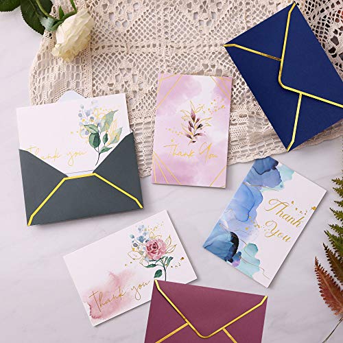 Winoo Design Heavy Duty Thank You Cards with Envelopes - 36 PK - Gold Thank You Notes 4x6 Inches Baby Shower Wedding Cards Small Business Graduation Funeral Bridal Shower (Assortment) - style: Assortment