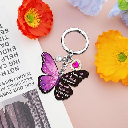 Sympathy Gifts for Women Butterfly Keychain, Memorial Remembrance Key Chain for Loss of Loved One, Bereavement Grief Gifts for Women, In Loving Memory Condolence Keepsake