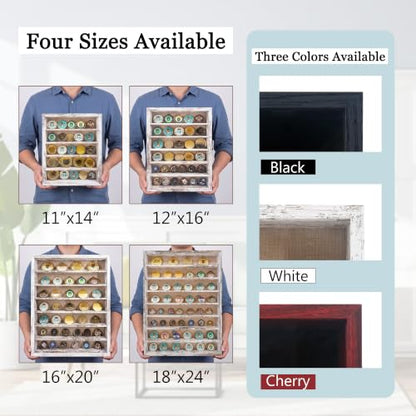 GMFrames 12x16 Wooden Shadow Box Frame with Removable Shelves Deep Display Case for Military Medals Keepsakes White - color: White, size: 12x16