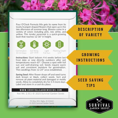 Flower Garden Seeds 36 Variety Kit - Heirloom Starter Pack | 36 Packs of Annual & Perennial Flowers for Planting – Wildflowers for Pollinators, Bees, Butterflies - Survival Garden Seeds