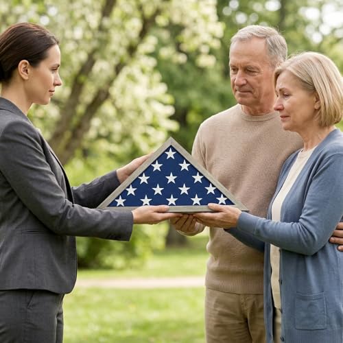 Americanflat Large Flag Display Case for Folded 5x9.5' Burial Flags - Engineered Wood Display Box for Wall or Tabletop - Silhouette Collection - Driftwood - color: Driftwood, style: 5x9.5 Burial Flag