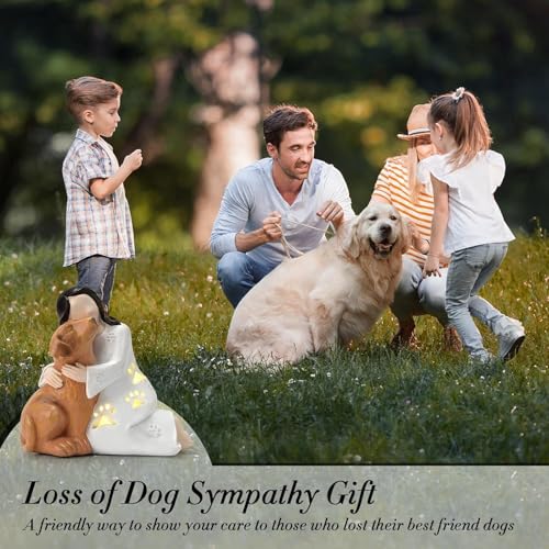 INLOMEM Dog Memorial Gifts for Loss of Dog, Pet Memorial Gifts, Hand-Sculpted Loss of Pet Sympathy Gift (White) - color: White