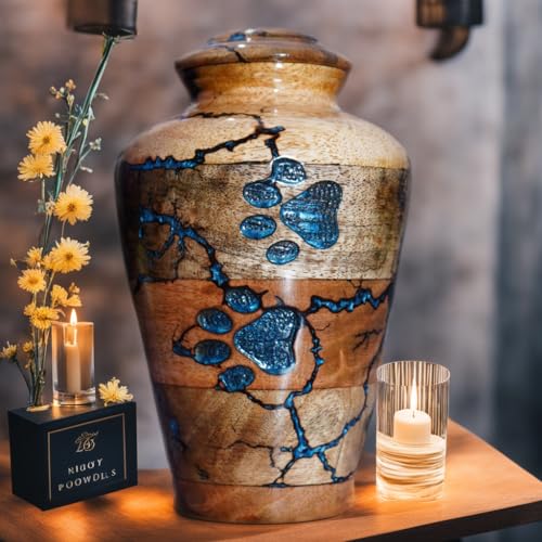 Wooden Pet Urn for Ashes - Small (100 LBS), Handcrafted Memory Box - persutm-04 - size: Small 100 LBS