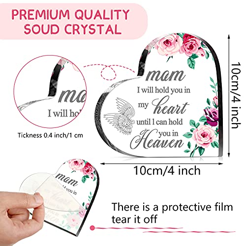 Blulu Sympathy Gift Loss of Mom Acrylic Heart Keepsake,4 x 4 x 0.4 Inches | Memorial for Loss of Loved One, Bereavement Condolence Decor, Grieving Sympathy Angel Keepsake Wings Floral Print - size: 4 x 4 x 0.4 Inches
