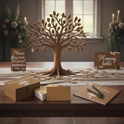 Celebration of Life Guest Book Funeral Memory Cards, Tree - style: Tree