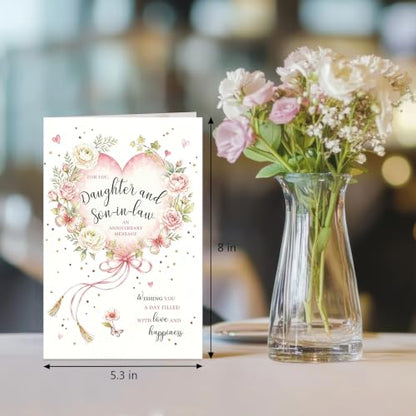 Heartfelt Anniversary Card for Daughter and Son in Law, Sweet Daughter and Son in Law Wedding Anniversary Card from Parents - color: Daughter and Son in Law Anniversary