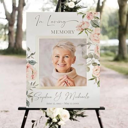 Rose Funeral Welcome Sign Celebration Of Life In Loving Memory - color: Version #18