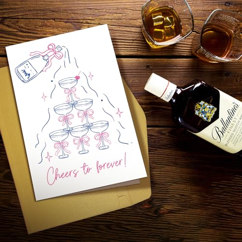Supoeguk Funny Cheers Engagement Card, Congrats Wedding Card for Friend, Engagement Gift for Her Him, Cheers to Forever - color: Engagement