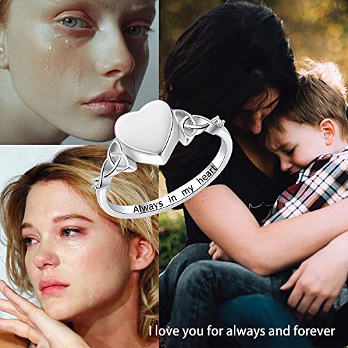 Heart Cremation Ring for Ashes: 925 Sterling Silver Forever in My Heart Carved Urn Keepake Rings Memorial Jewelry for cat and dog - size: 6, style: Blank Heart