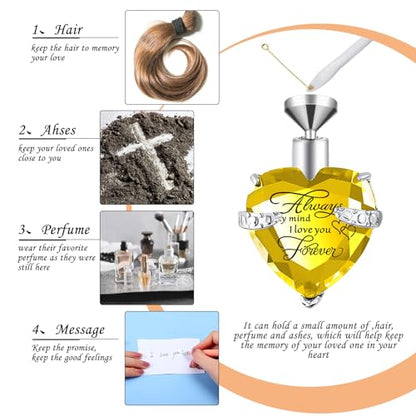 Fumete 5 Pcs Urn Necklaces for Ashes Cremation Jewelry - color: Light Yellow