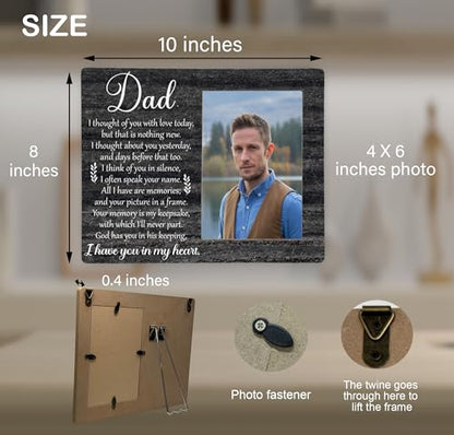 Dad Memorial Picture Frame, I Have You in My Heart Wooden Photo Frame Gifts for Loss of Father, 4x6 inch Photo - style: Dad I Have You in My Heart