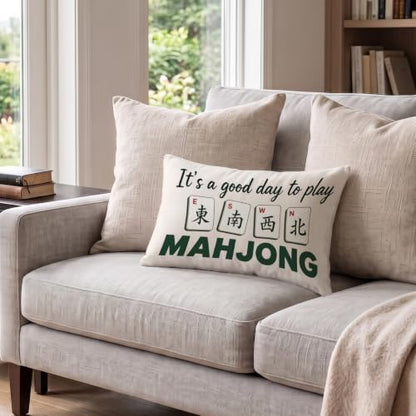 Mahjong Players Lovers Gifts Lumbar Pillow Cover Case 12x20 - color: Mahjong B