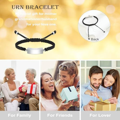 Cuban block Urn Bracelet for Ashes Cremation Jewelry Stainless Steel Memorial Locket Keepsakes Jewelry Braided rope Urns Bracelet for Men Gifts - color: Silver