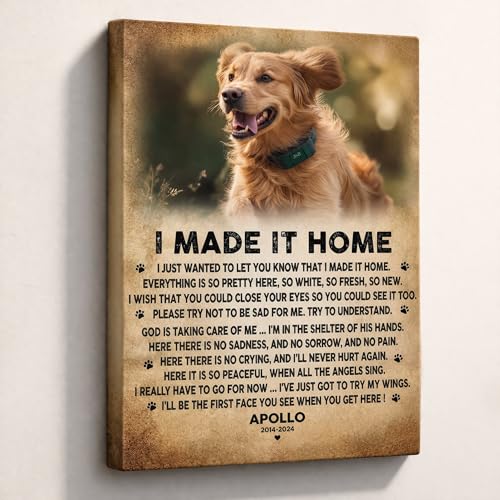 LOPHAW SHIPS NEXT DAY Personalized Dog Memorial Canvas Prints with Photo Name Date - Custom Pet Memorial Gifts for Dogs & Cats, Bereavement Remembrance Gifts, In Memory of Beloved Dog, Printed in USA - color: Style 02