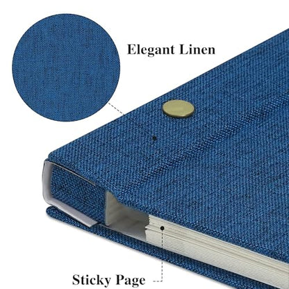 Linen Self Adhesive Photo Album 10x10 20 Pages Blue | Window cover, Small Scrapbook album, 2x3 4x6 5x7 photos, Graduation, Friendship - color: Blue, size: 20 Pages (10 Sheets), 10 x 10 Inch