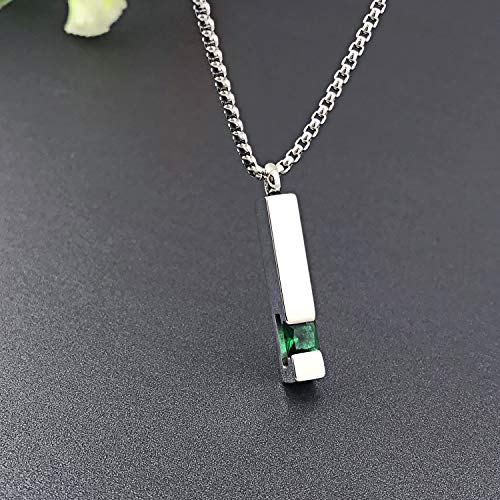 YOUFENG Urn Necklaces for Ashes Birthstone Cube Urns for Human Ashes Memorial Cremation Urn Locket Keepsake Ashes Jewelry - style: Silver - May