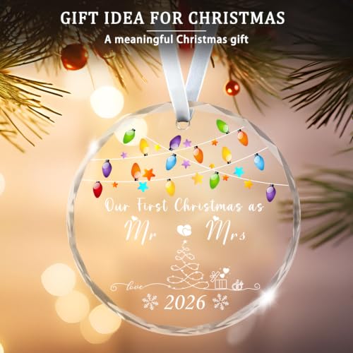 Christmas Ornaments Our First Christmas Married Ornaments 2026 - color: 2025 Mr Mrs-color Light