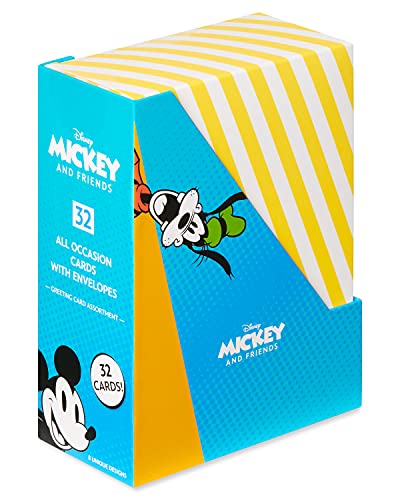American Greetings Deluxe Disney All-Occasion Card Bundle With Envelopes, Mickey Mouse (32-Count) - color: 32 Count Mickey Mouse