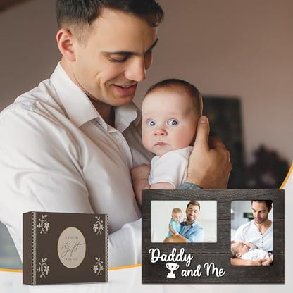 First Christmas for New Dad Gifts, Daddy & Me Baby 3D Photo Frame Hold 4x6 Inches Two Photos, New Dad Birthday Gift for Dad & Baby, Dad Gifts First Time Picture Frames Present - color: new dad
