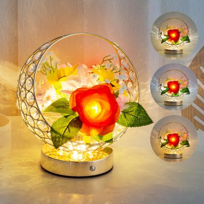 Birthday Gifts for Women Rose Hydrangea Sunflowers Flower Lamp - color: Purple